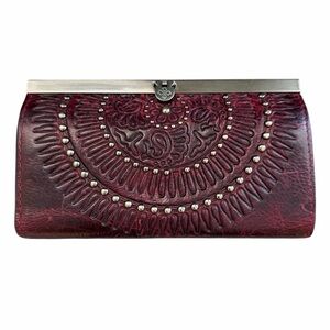 Patricia Nash Burgundy with Intricate Cauchy Design Wallet Size OS